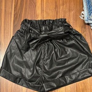 Fantastic Fawn Black Faux Leather Shorts